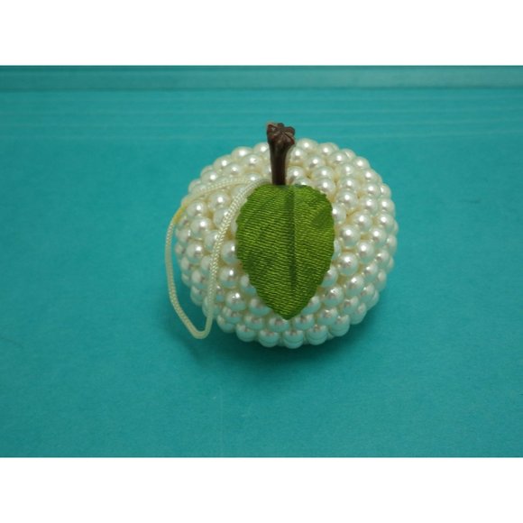 Pearl Apple Ornament Faux Pearled Beaded Fruit - Picture 6 of 6